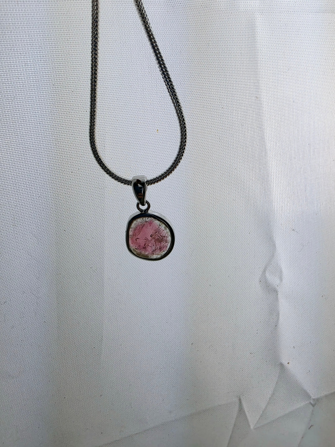 Watermelon Tourmaline Silver Pendant