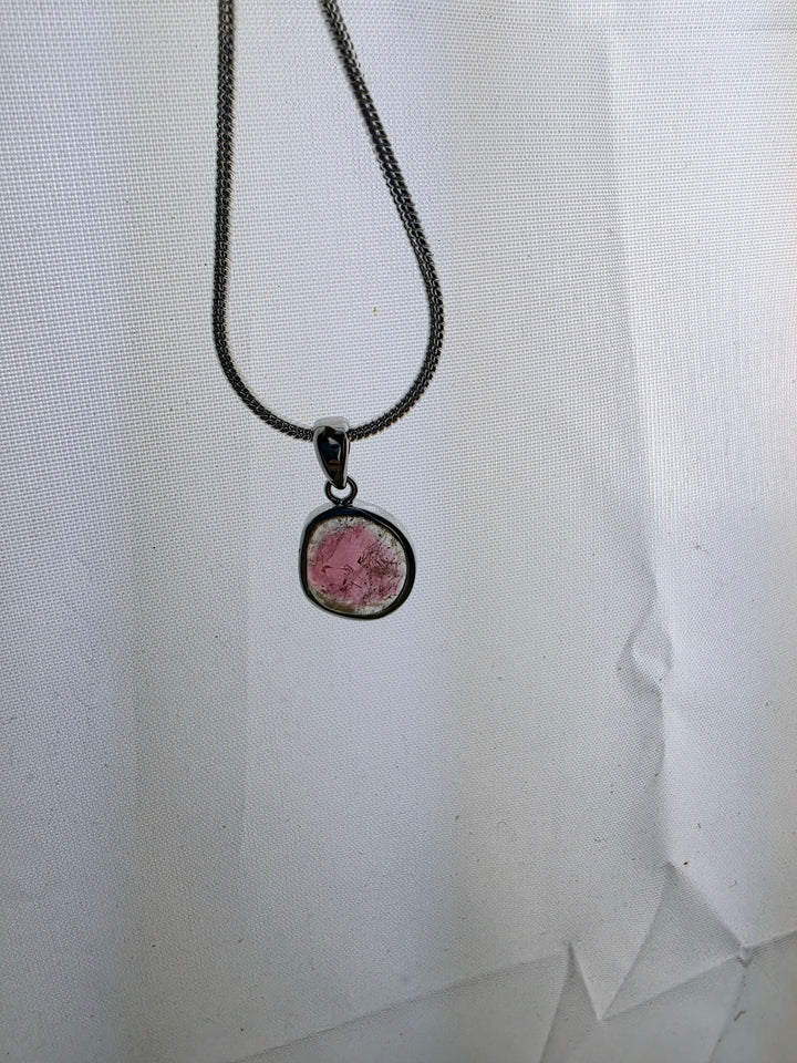 Watermelon Tourmaline Silver Pendant