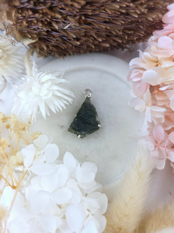 Moldavite Silver Pendant