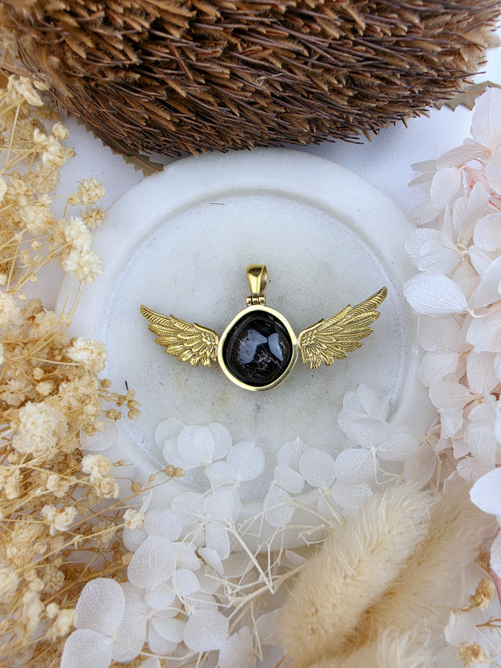 Garnet Anahata Brass Pendant