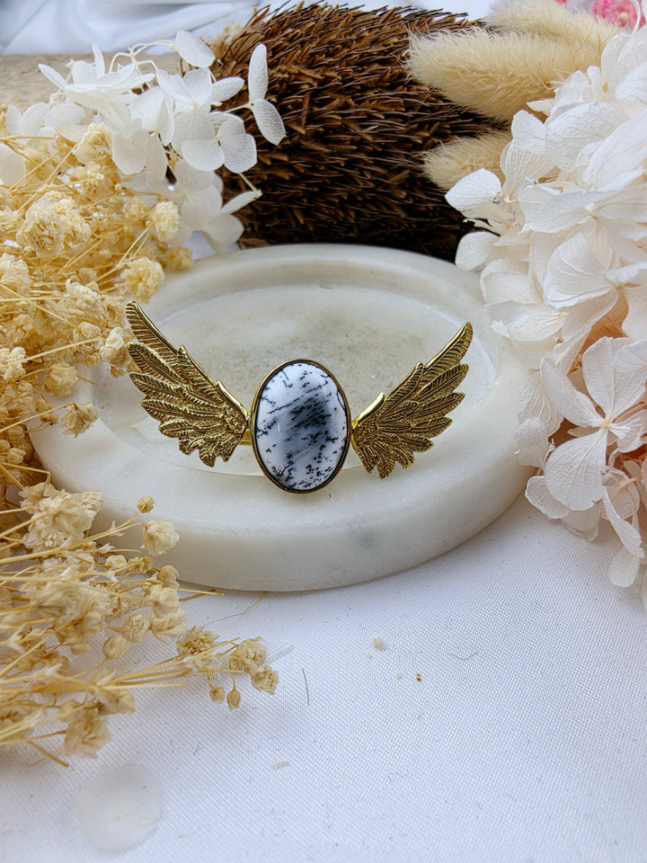 Merlinite Anahata Brass Ring