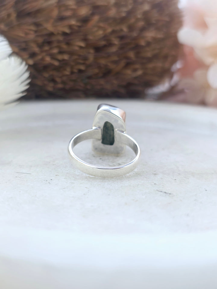 Moldavite Silver Ring - Size 7