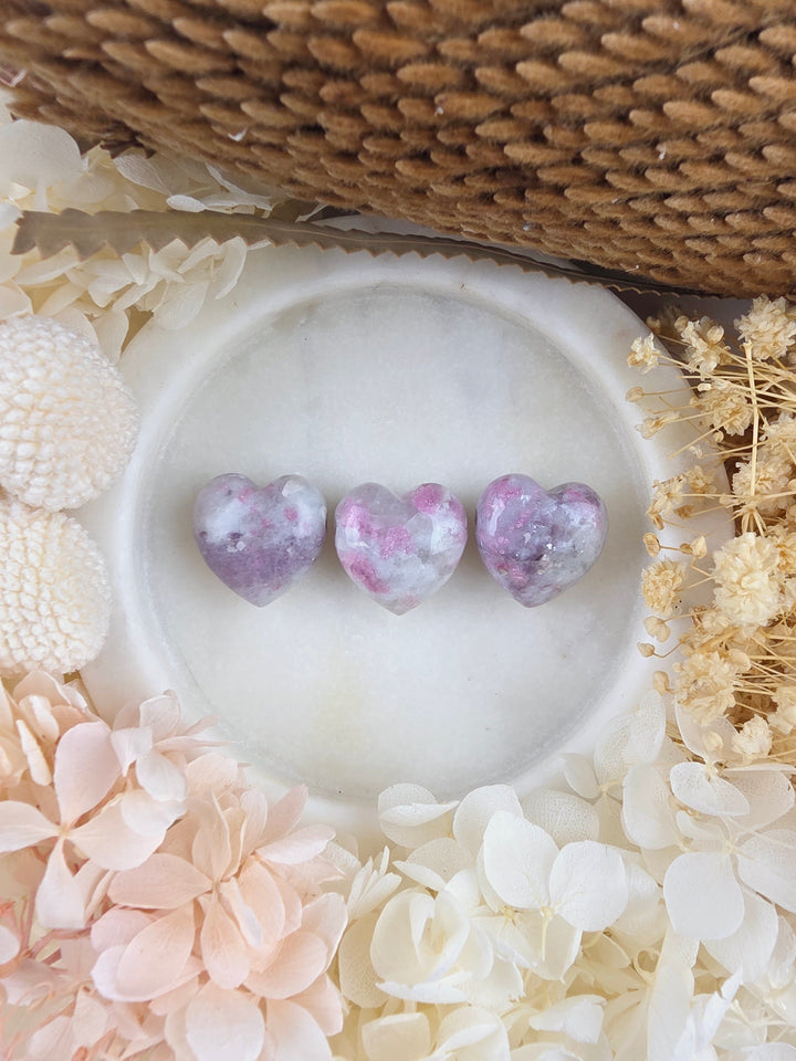 Pink Tourmaline and Lepidolite Heart Pendant