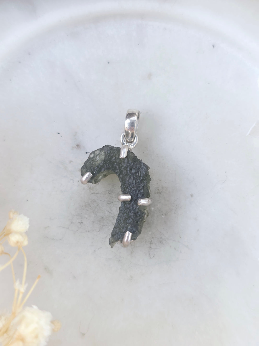 Moldavite Silver Pendant