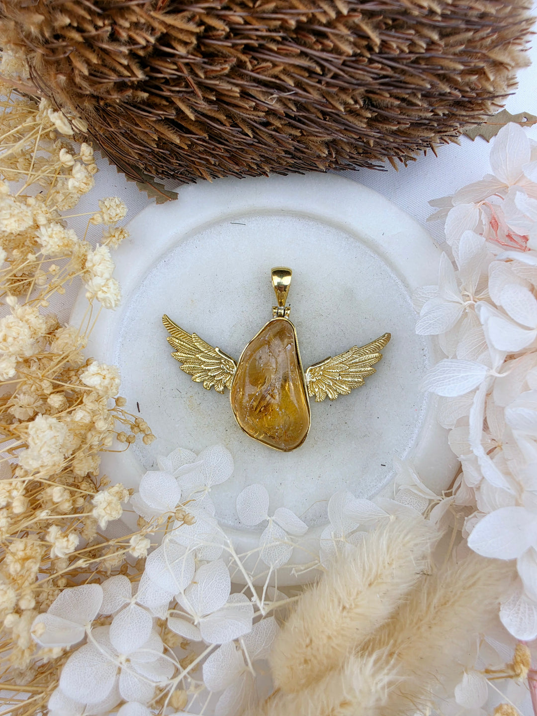 Citrine Anahata Brass Pendant