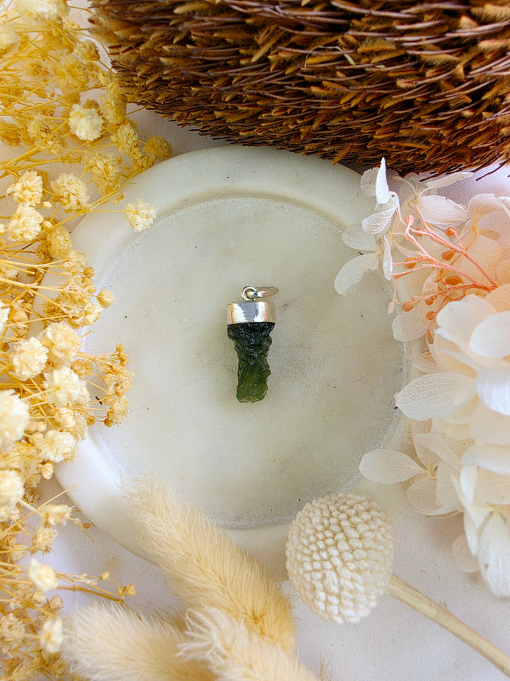 Moldavite Silver Pendant — Manifest & Transform