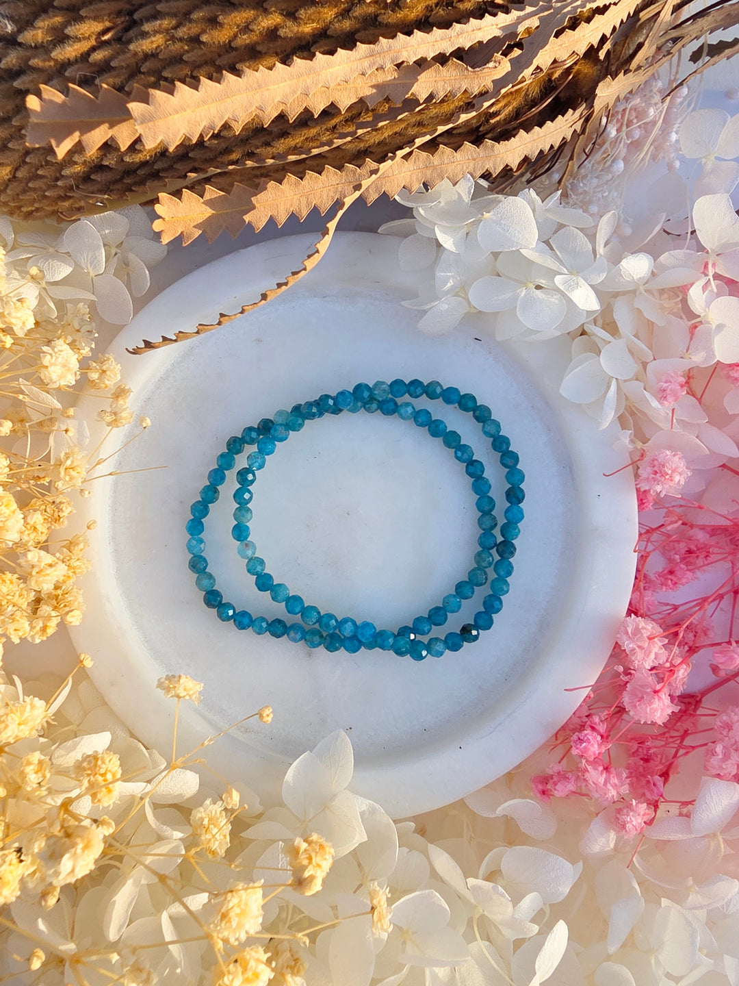 Blue Apatite Faceted Bracelet - 4mm