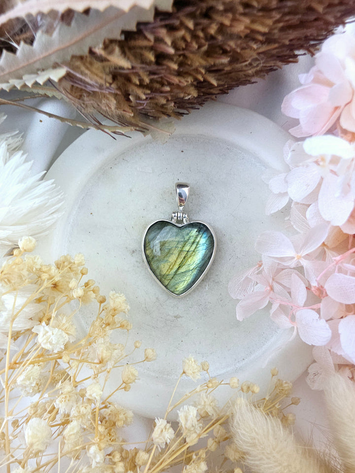 Labradorite Heart Silver Pendant