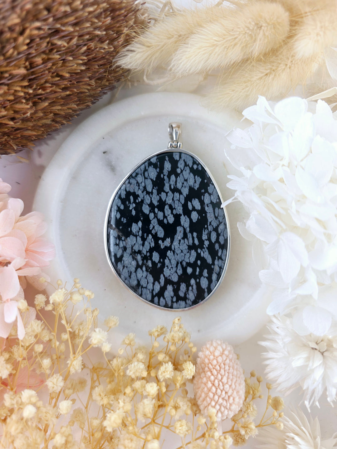 Snowflake Obsidian Silver Pendant