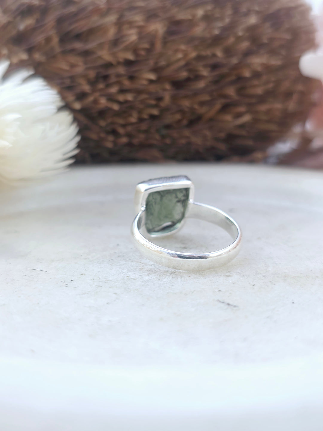 Moldavite Silver Ring - Size 8.5