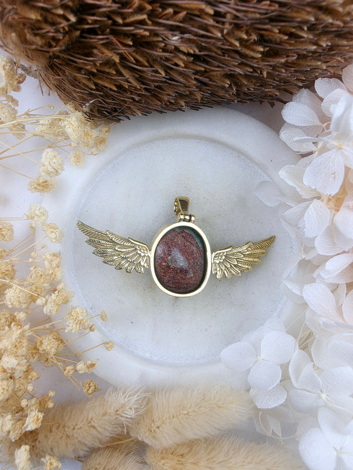 Ruby Fucshite Anahata Brass Pendant