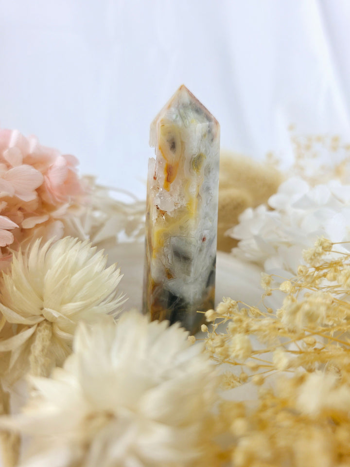 Crazy Lace Agate Druzy Tower