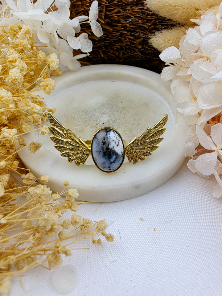 Merlinite Anahata Brass Ring