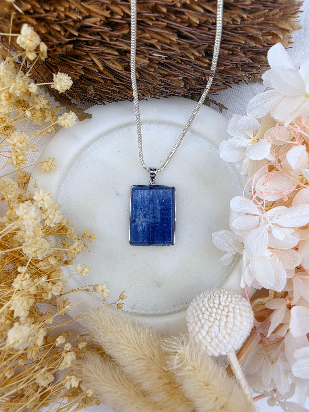 Blue Kyanite Silver Pendant