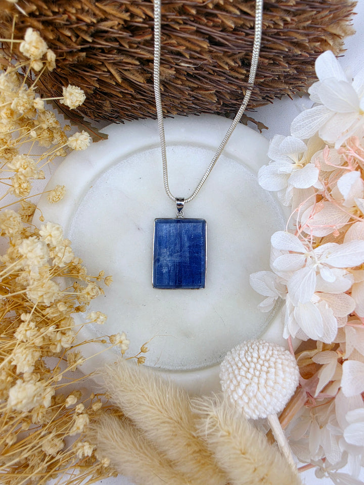 Blue Kyanite Silver Pendant