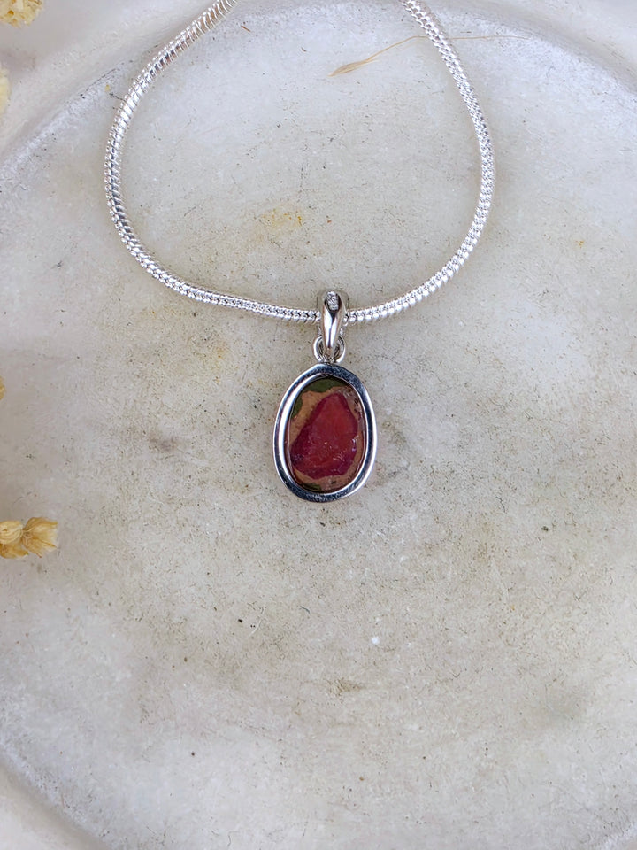 Watermelon Tourmaline Silver Pendant