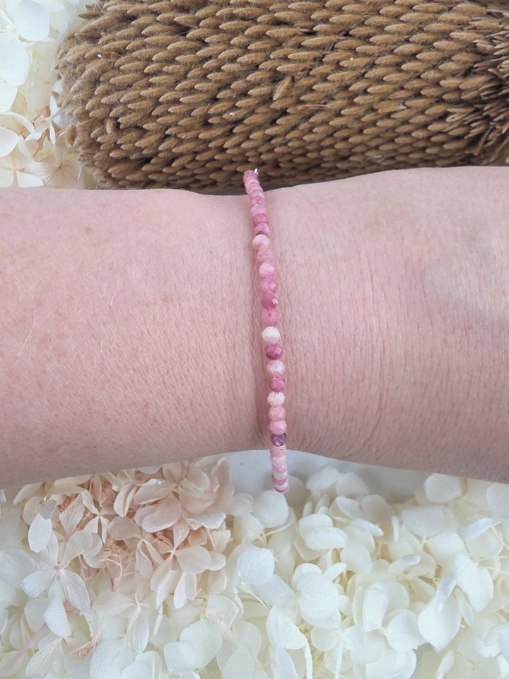 Rhodonite Faceted Bracelet - 3mm (Adjustable Chain)