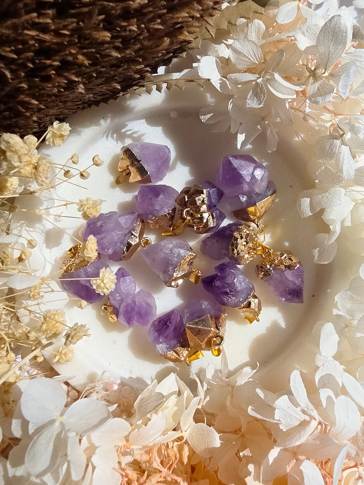 Amethyst Aura Gold Plated Pendant