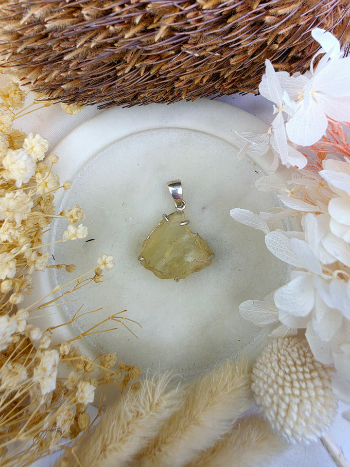 Libyan Desert Glass Silver Pendant — Written in the Stars