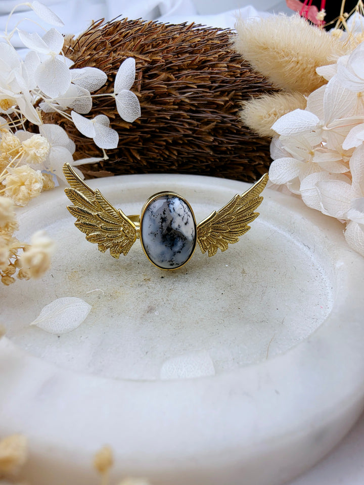Merlinite Anahata Brass Ring