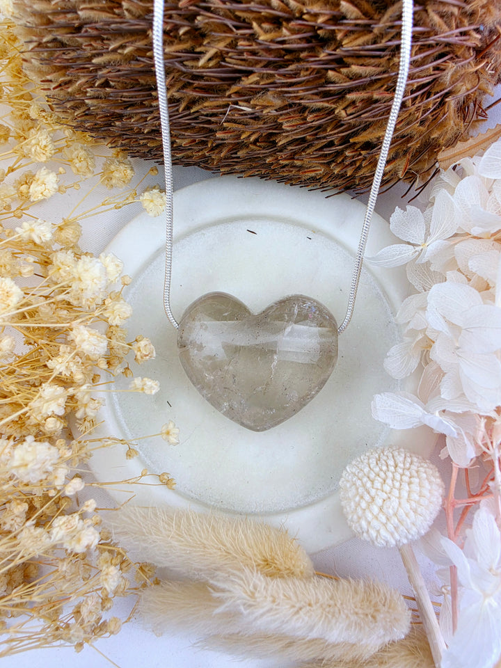 Smoky Quartz Heart Pendant — Grounded & Clear