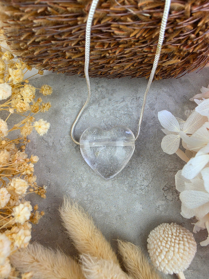 Clear Quartz Heart Pendant — Pure Intention