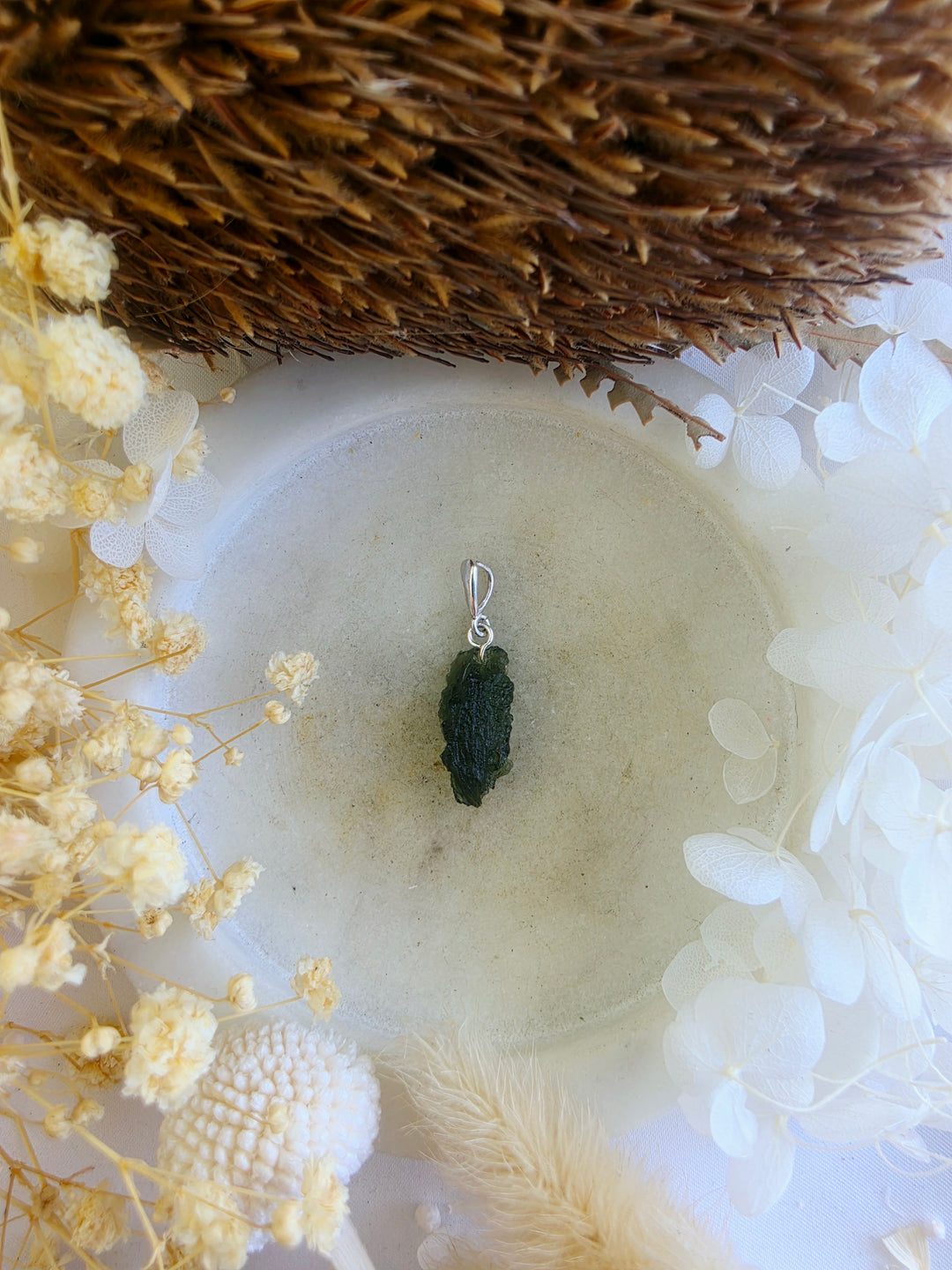 Moldavite Silver Pendant