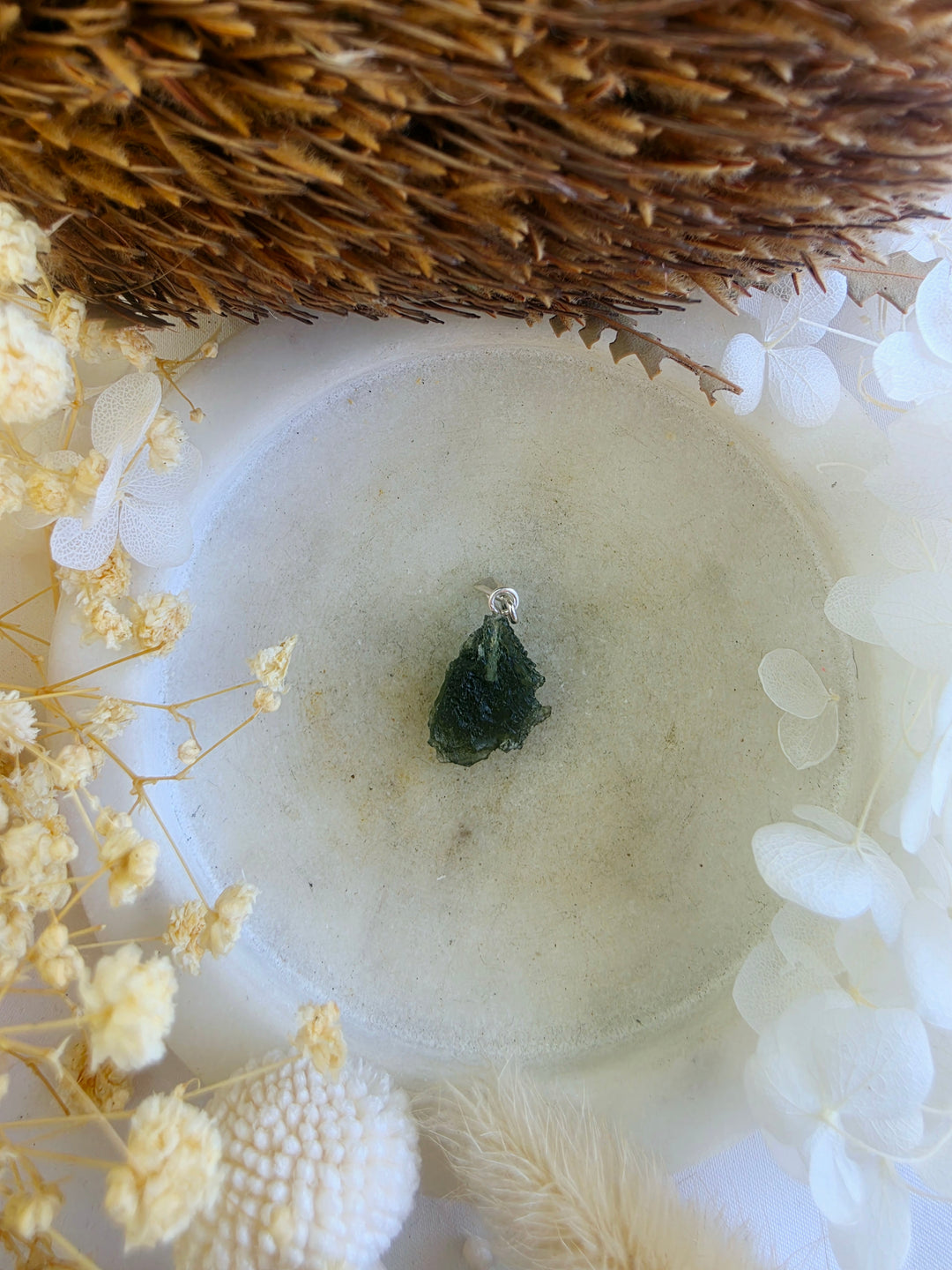 Moldavite Silver Pendant