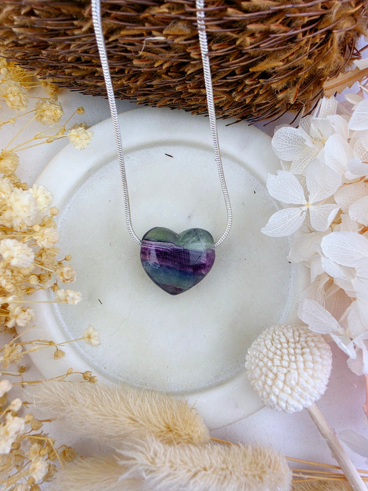 Rainbow Fluorite Heart Pendant — Dream Without Limits