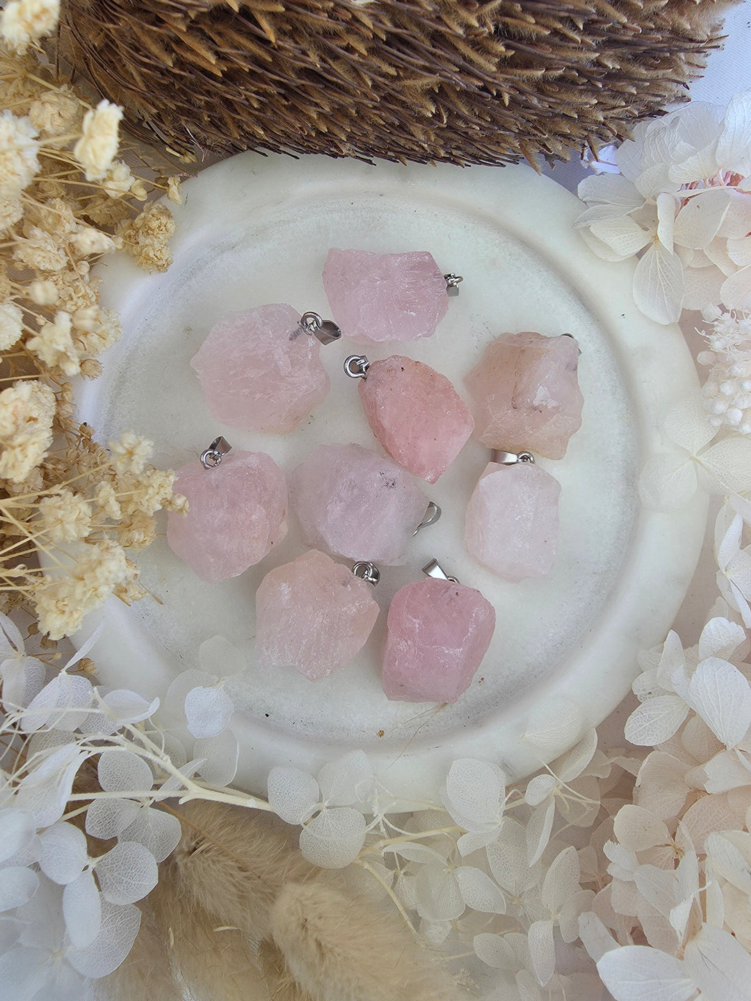 Rose quartz natural pendant