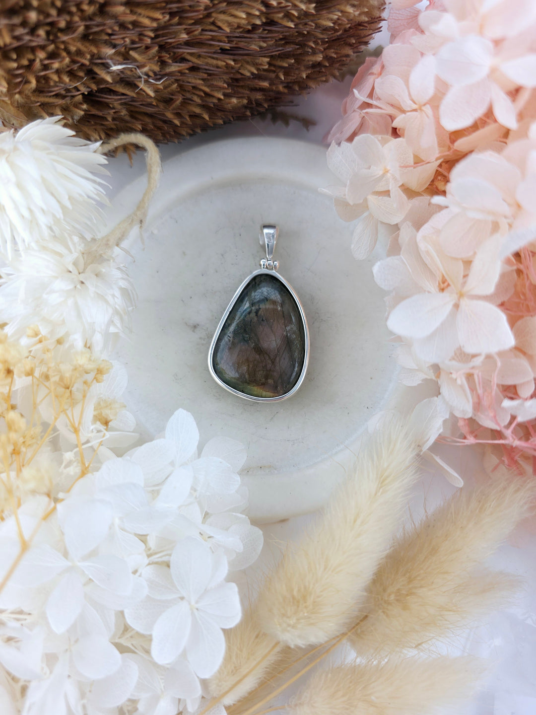 Labradorite Mermaid Silver Pendant