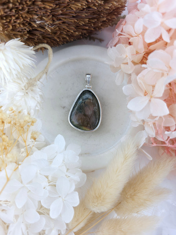 Labradorite Mermaid Silver Pendant
