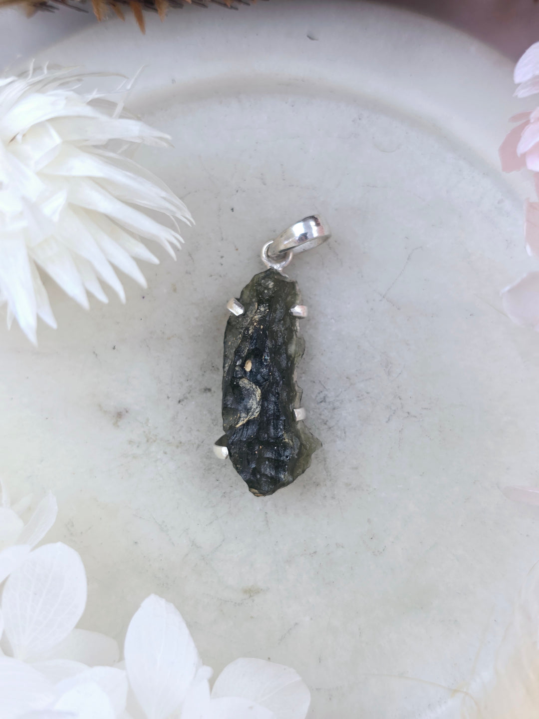 Moldavite Silver Pendant