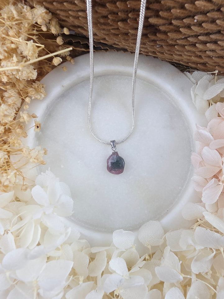 Pink & Green Tourmaline Silver Pendant — Flow & Flourish