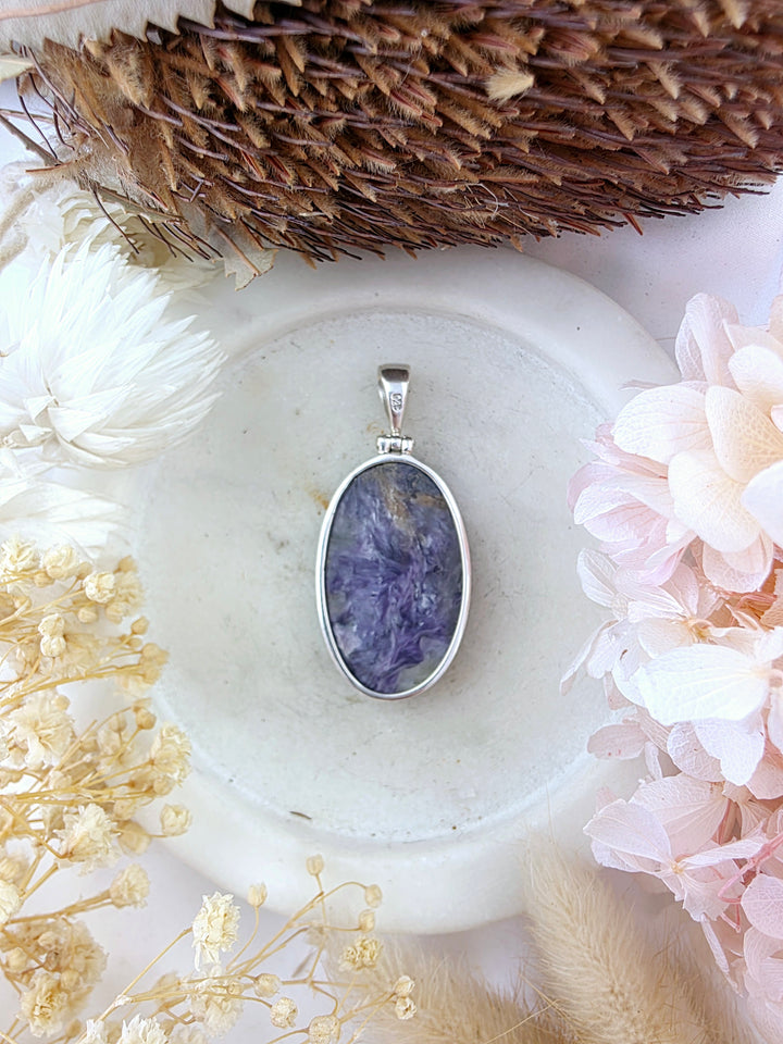 Charoite Silver Pendant