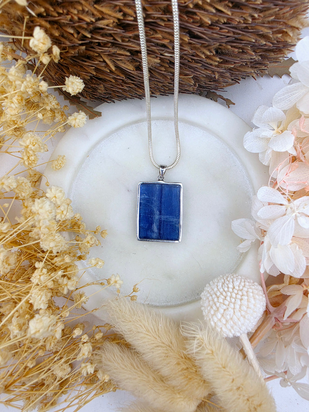 Blue Kyanite Silver Pendant