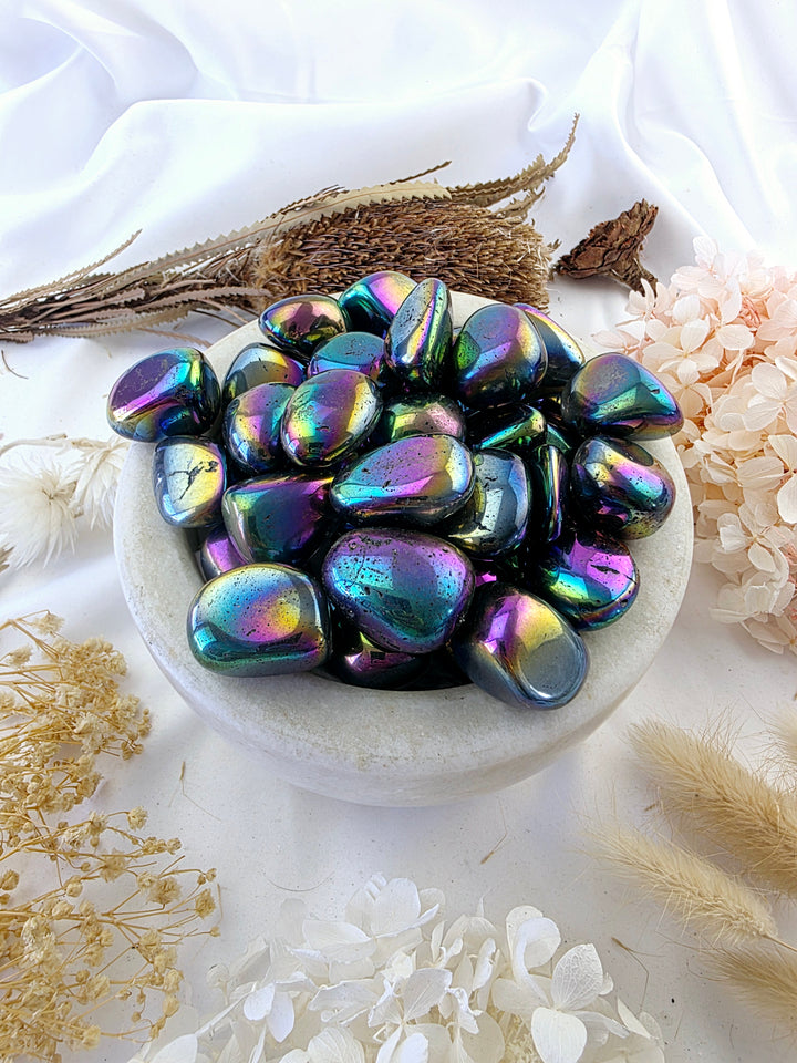 Rainbow Aura Tumbled Stone