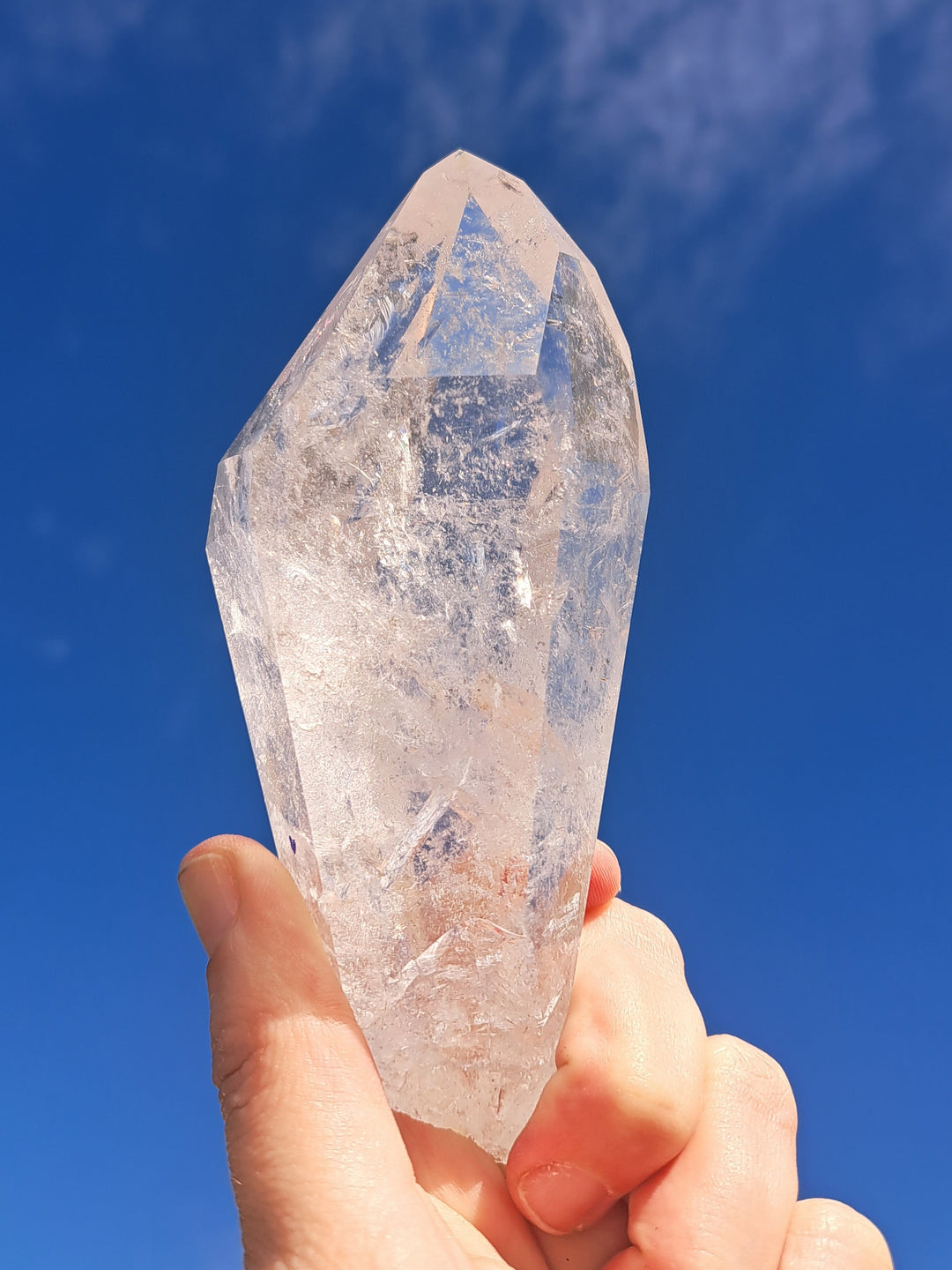 Lemurian Seed Laser Quartz In Metal Stand
