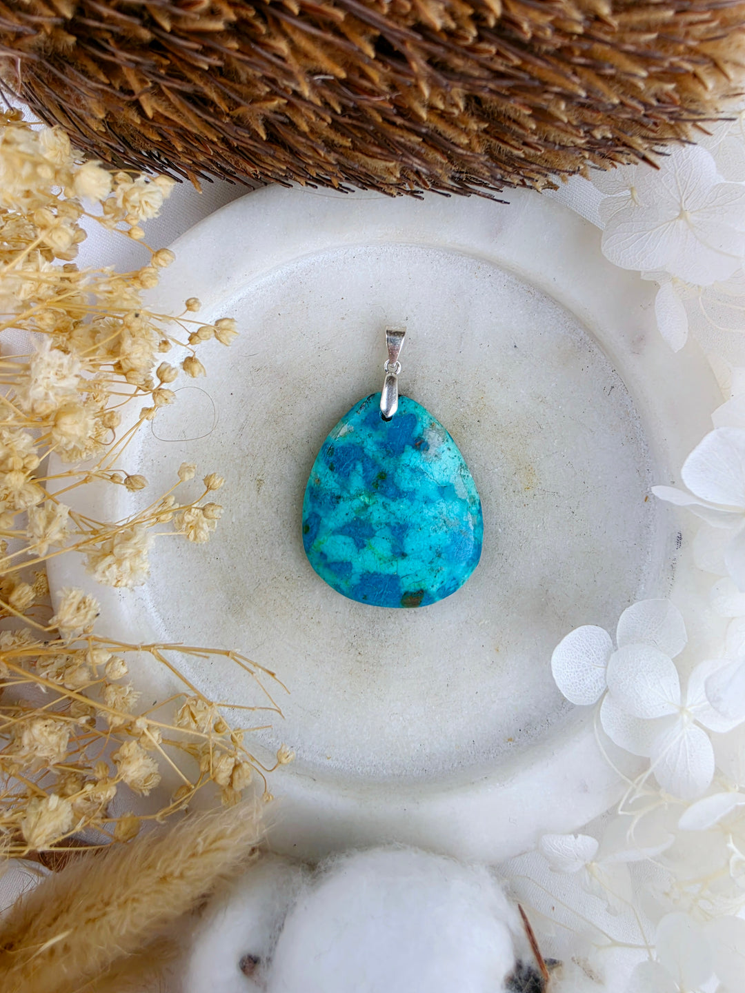 Chrysocolla Silver Pendant
