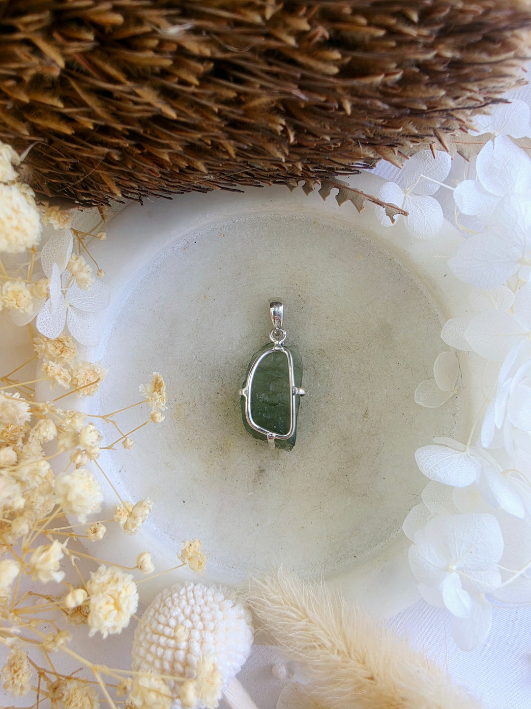 Moldavite Silver Pendant