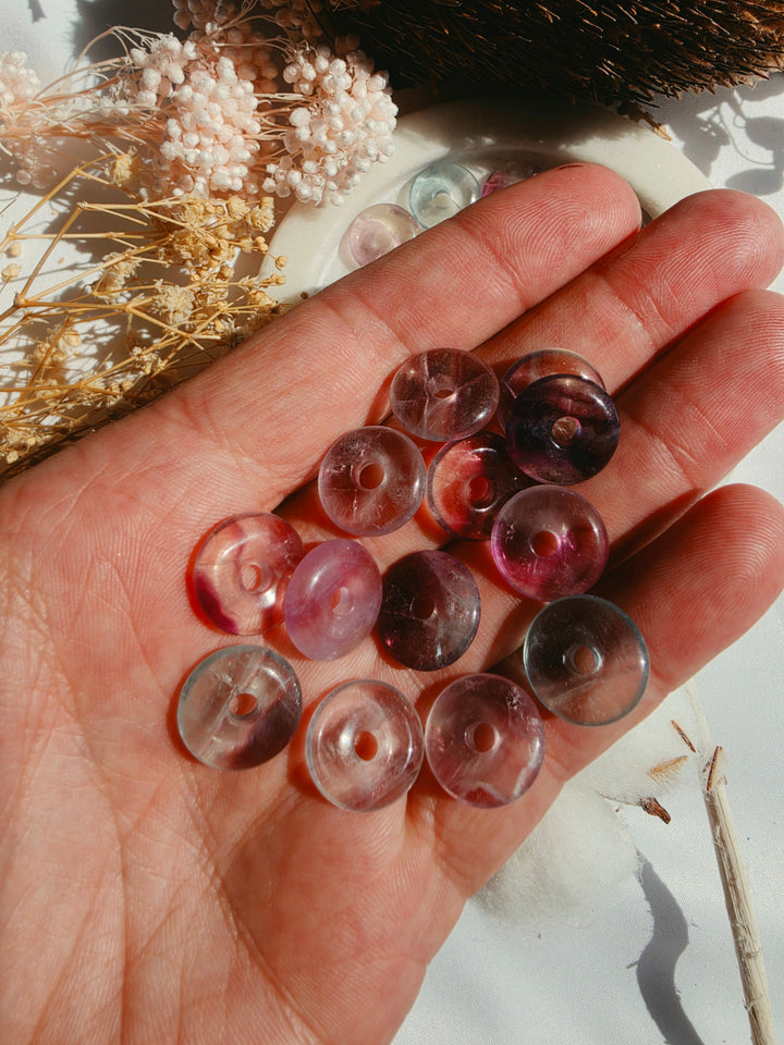 Rainbow Fluorite Donut Pendant