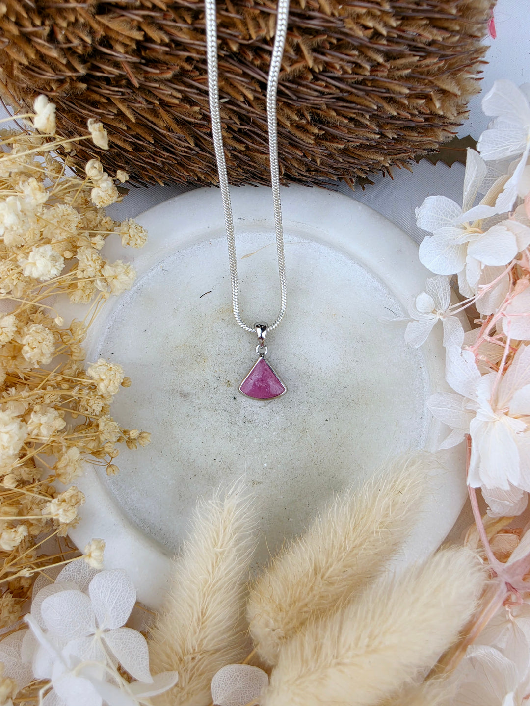 Watermelon Tourmaline Silver Pendant