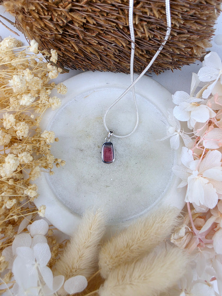 Watermelon Tourmaline Silver Pendant