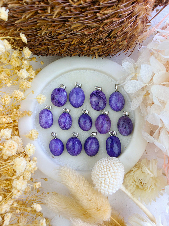 Charoite Silver Pendant — Begin Again