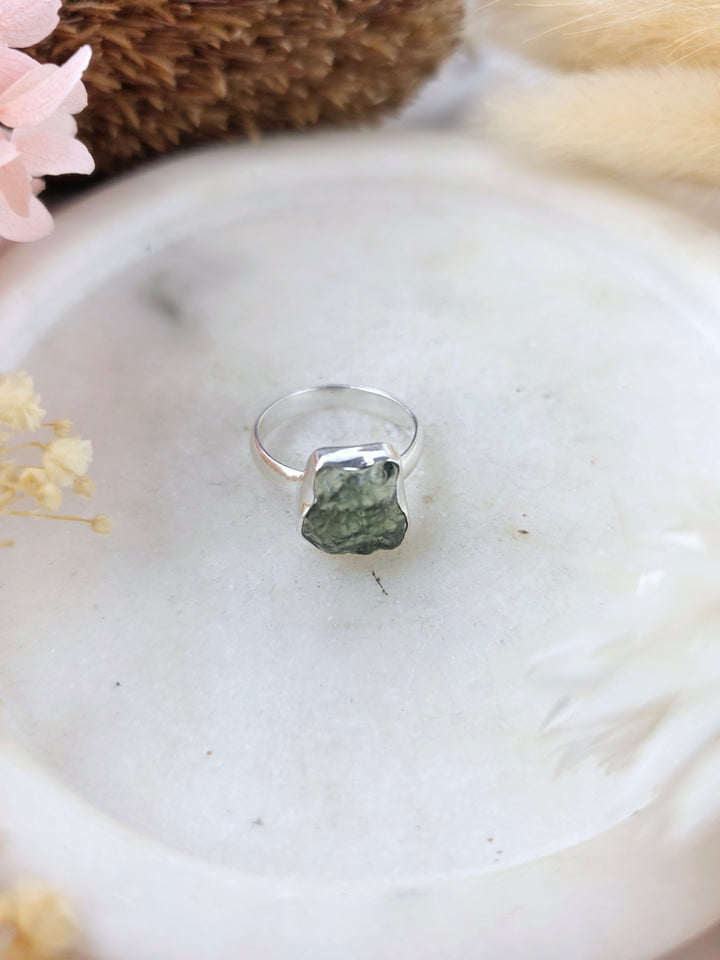 Moldavite Silver Ring