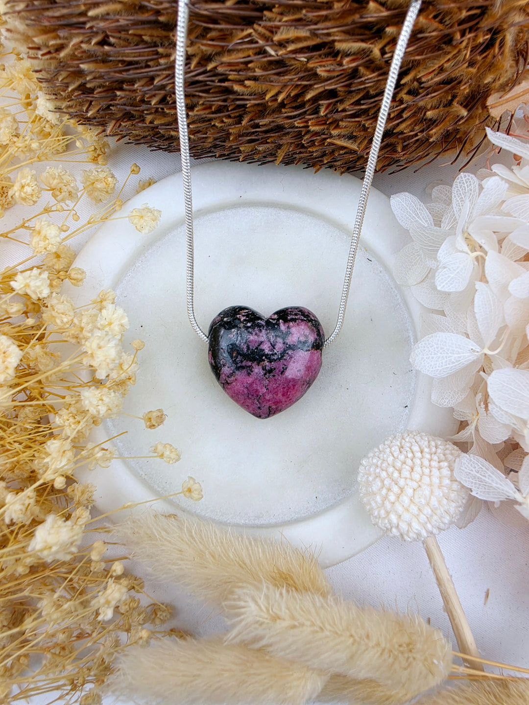 Rhodonite Heart Pendant - Free To Heal