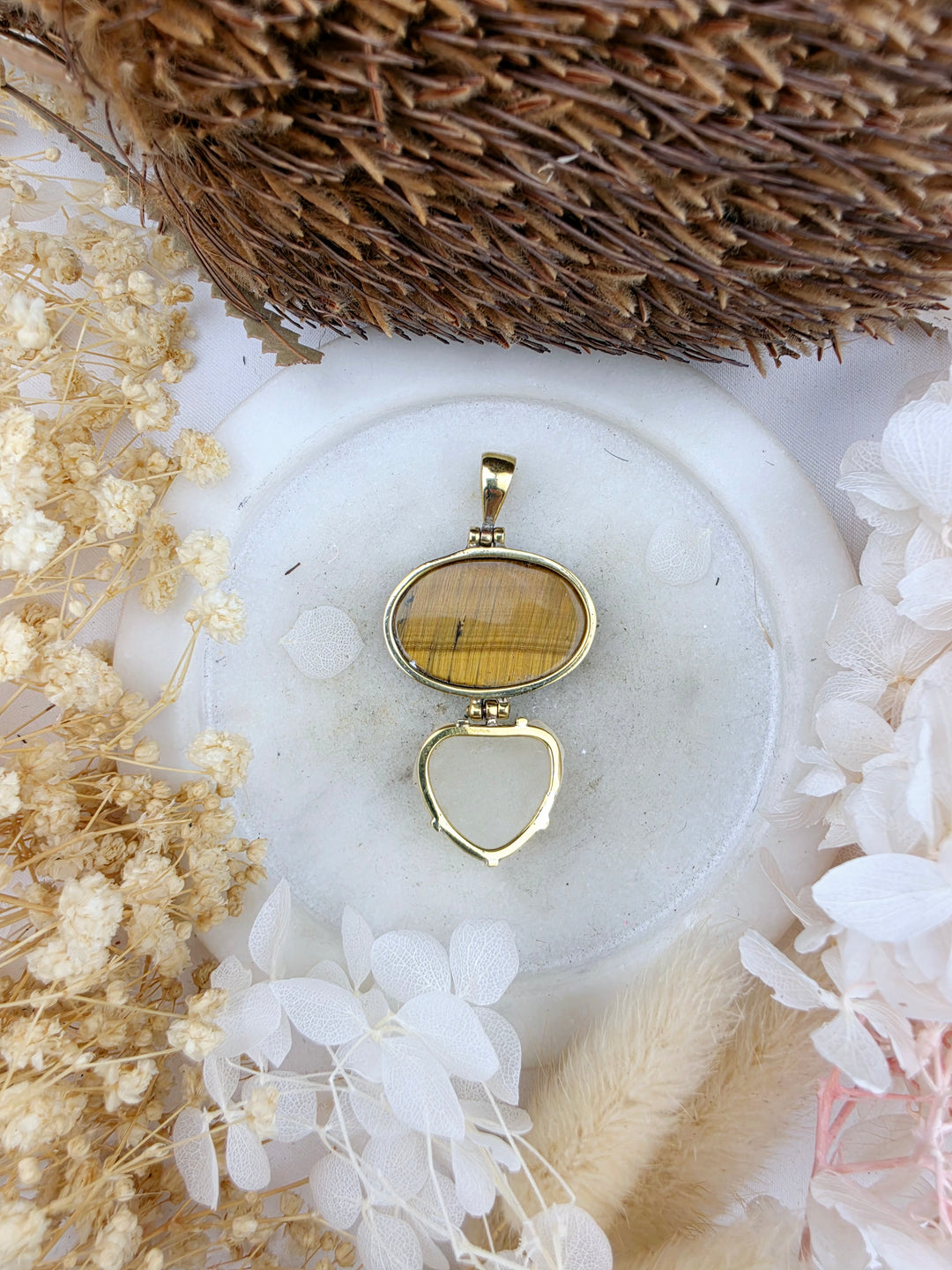 Libyan Desert Glass & Tigers Eye Pendant