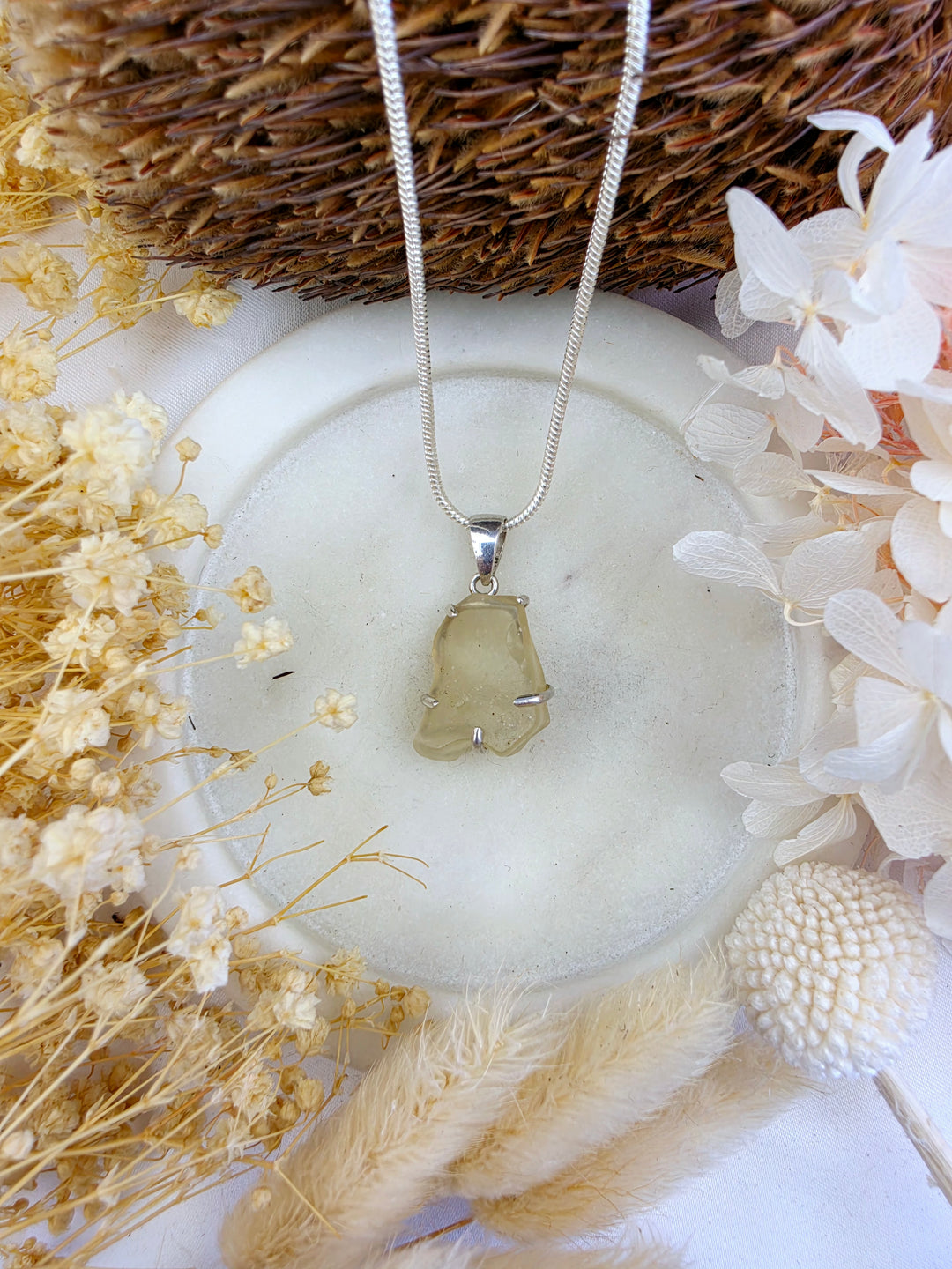 Libyan Desert Glass Silver Pendant — Written in the Stars