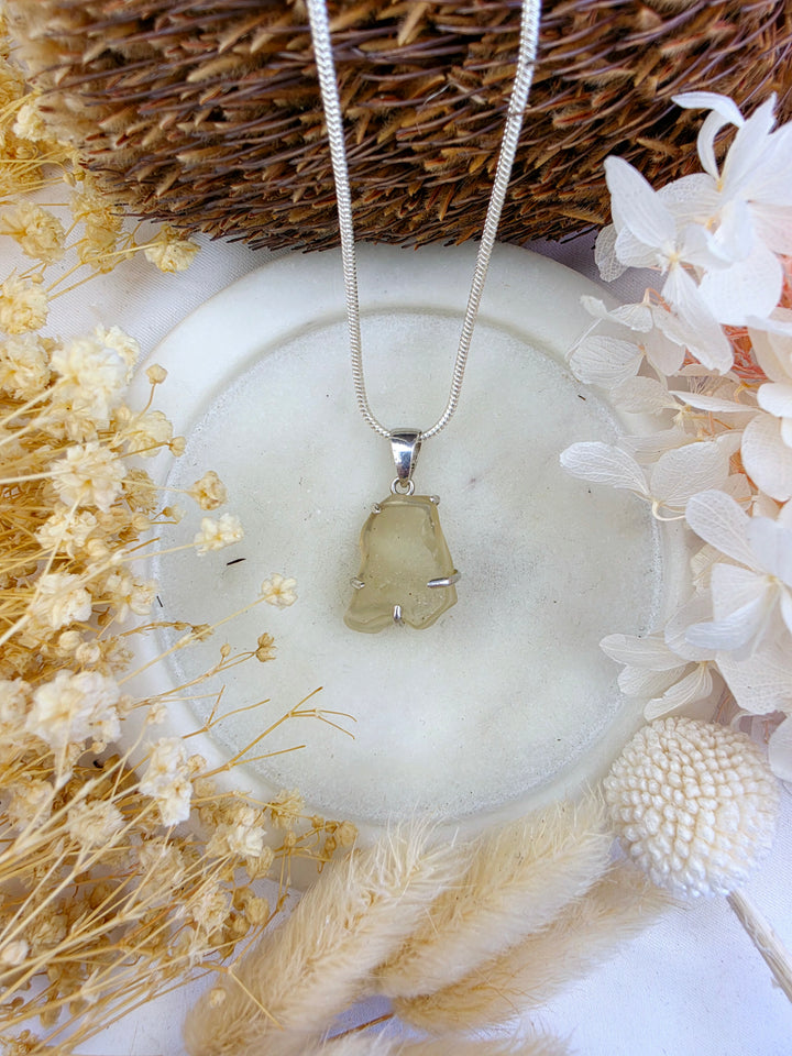 Libyan Desert Glass Silver Pendant — Written in the Stars