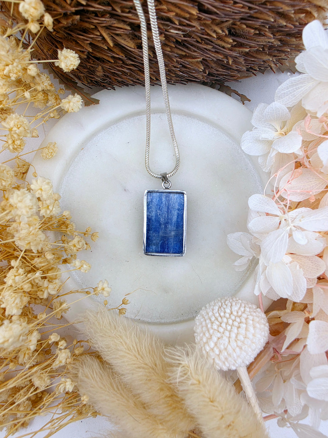 Blue Kyanite Silver Pendant